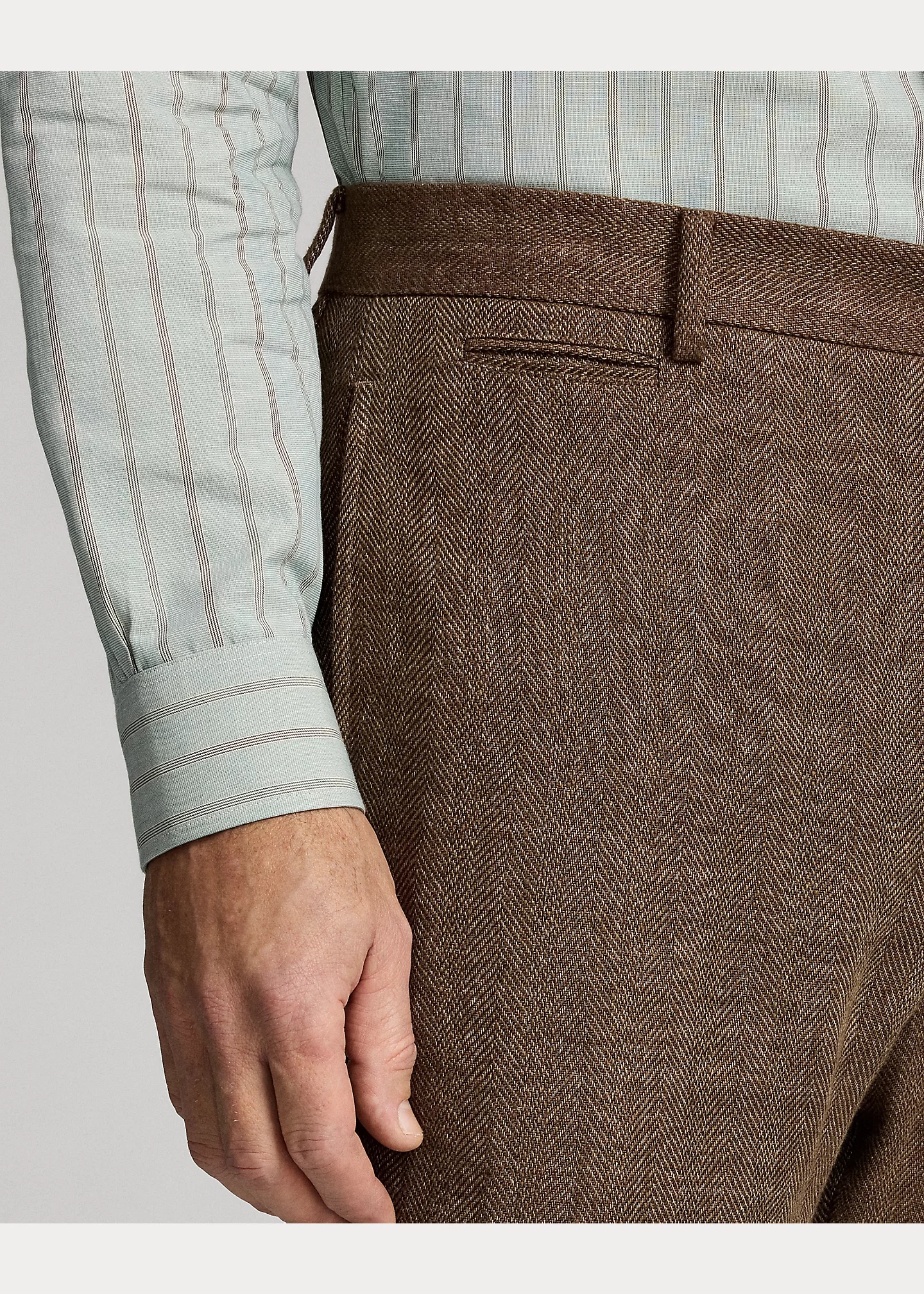 Slim Fit Linen Herringbone Suit Trouser - 5