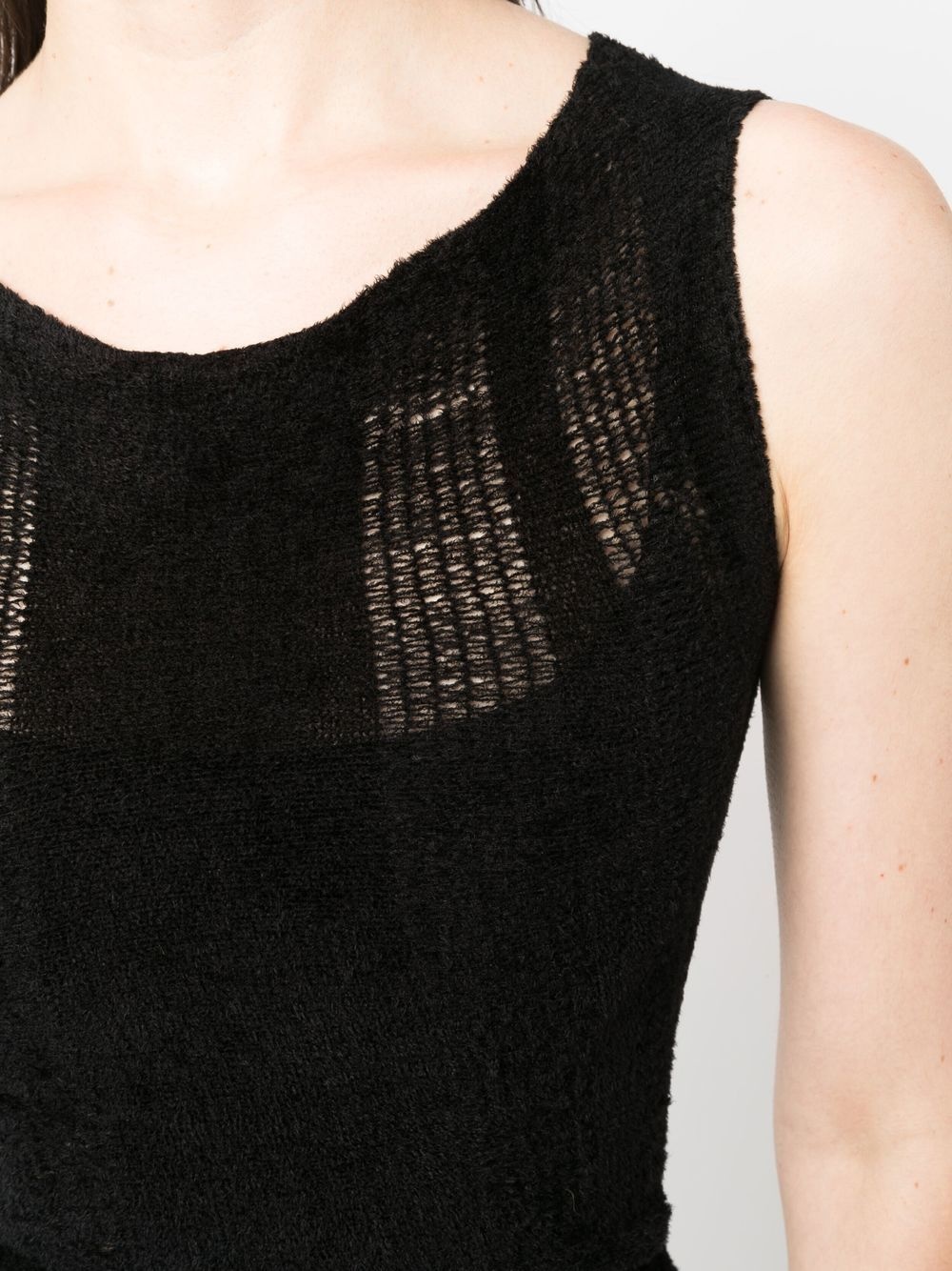 semi-sheer knit cropped top - 5