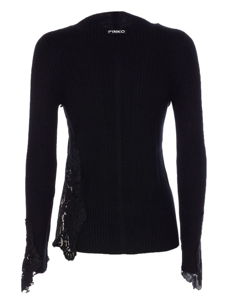 PINKO lace-insert ribbed sweater outlook