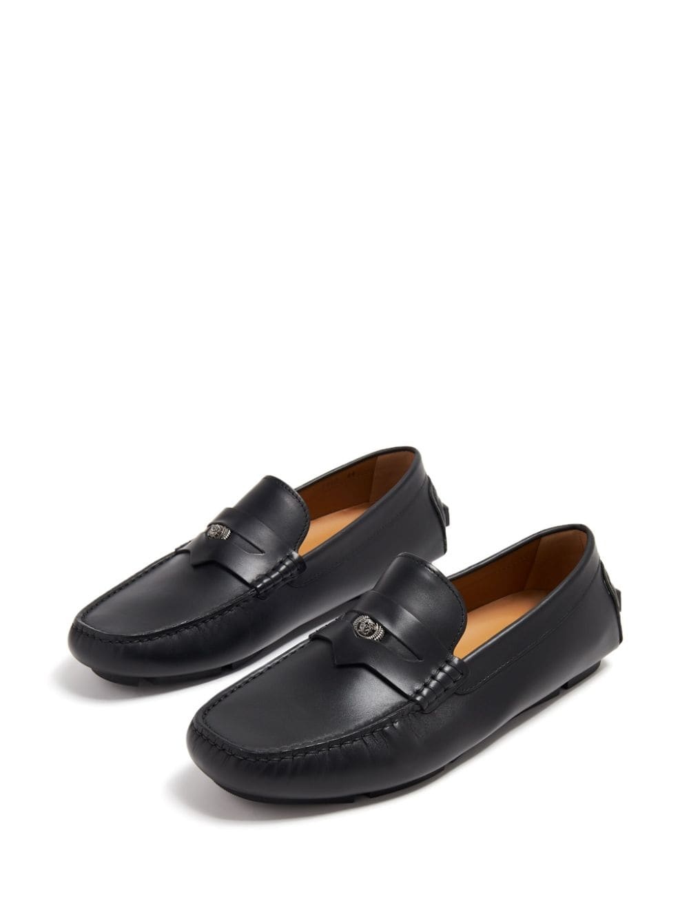 Medusa-plaque leather loafers - 4