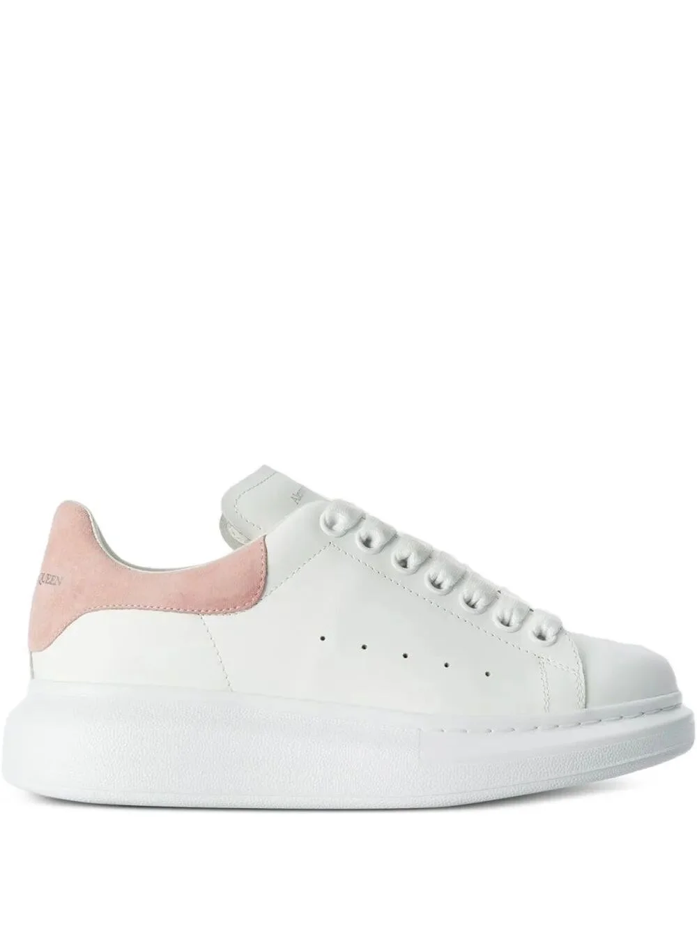 OVERSIZE SNEAKERS IN WHITE LEATHER WITH PINK SUEDE HEEL - 1
