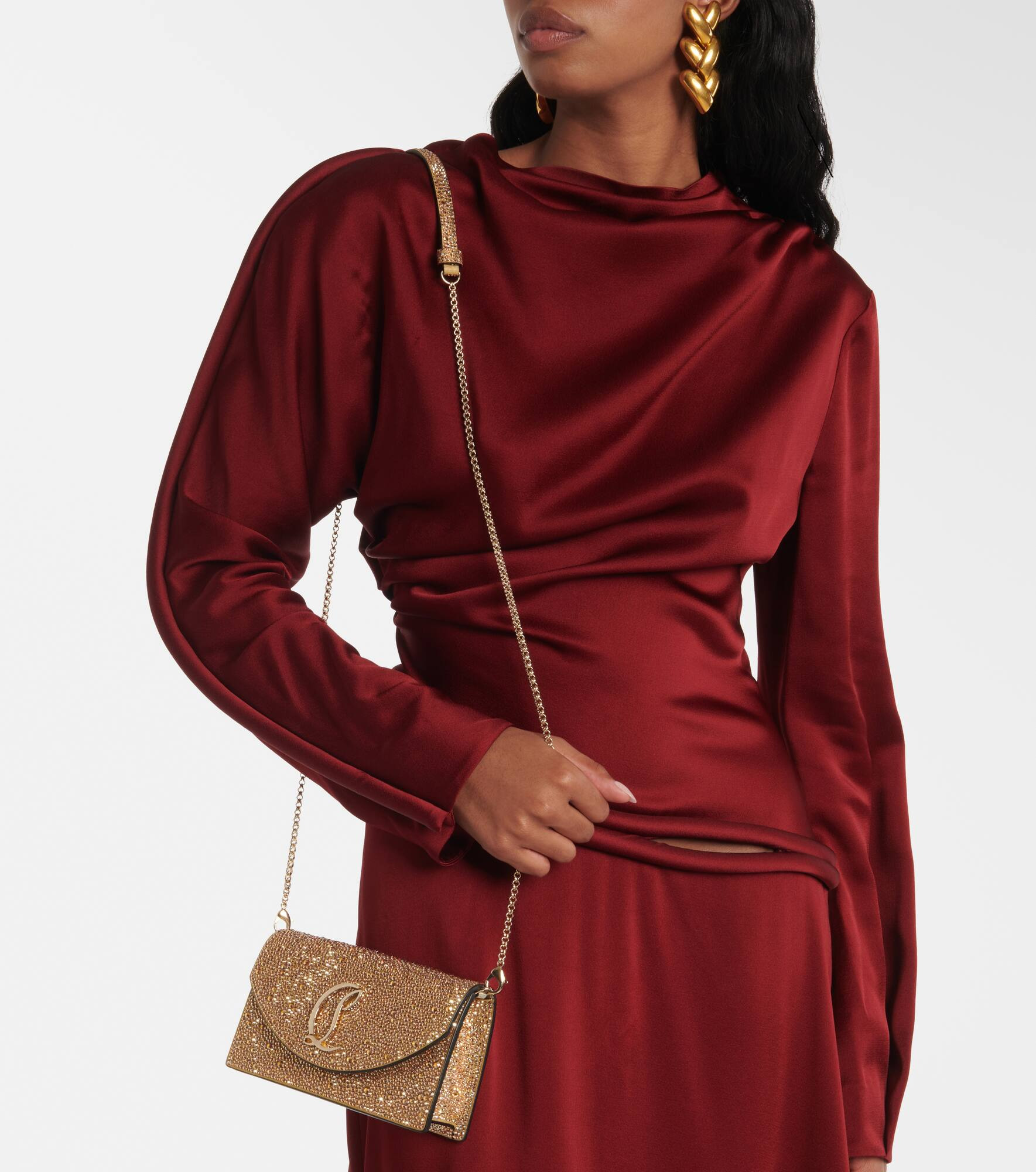 Loubi54 metallic leather shoulder bag - 7