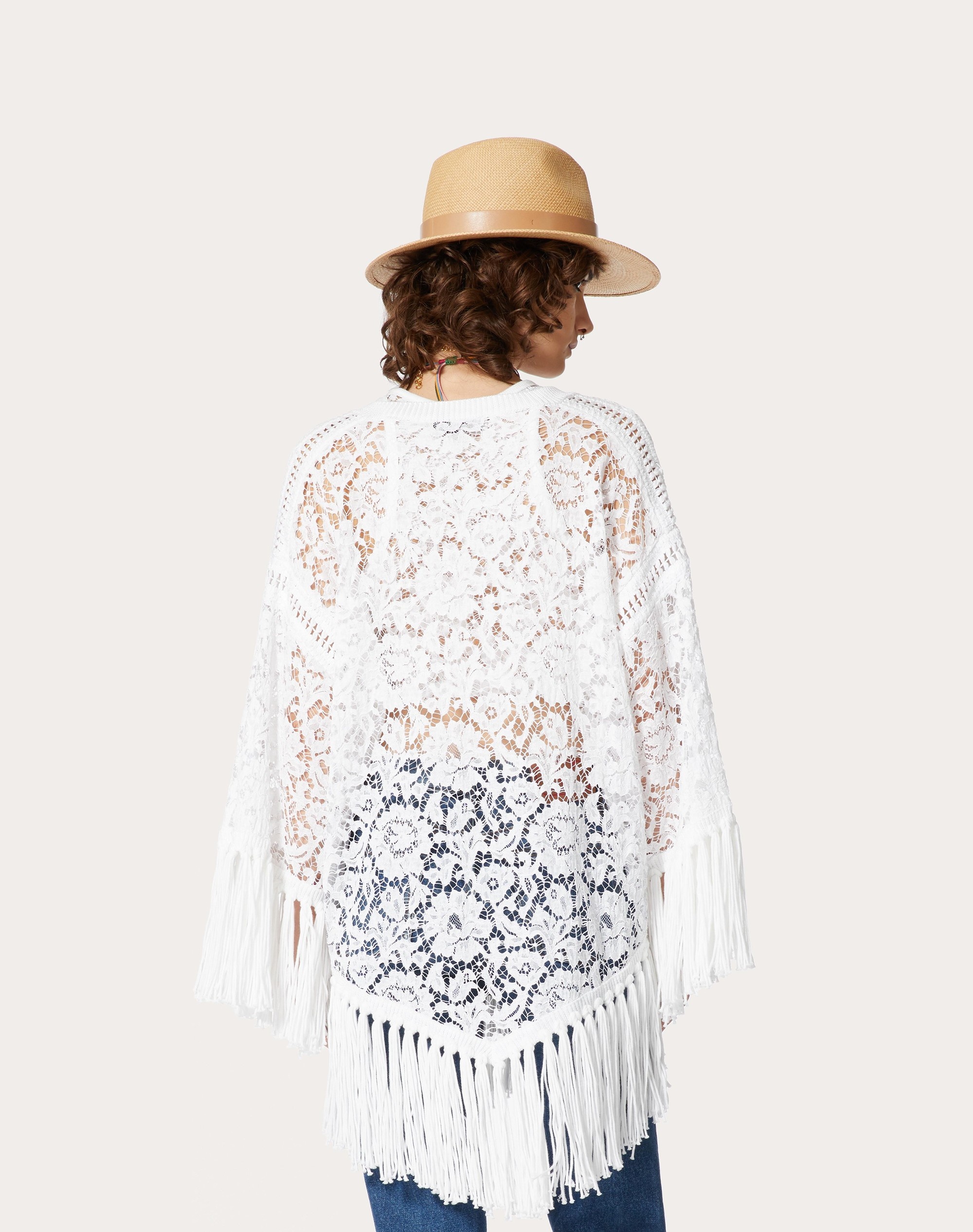 COTTON AND HEAVY LACE PONCHO - 4