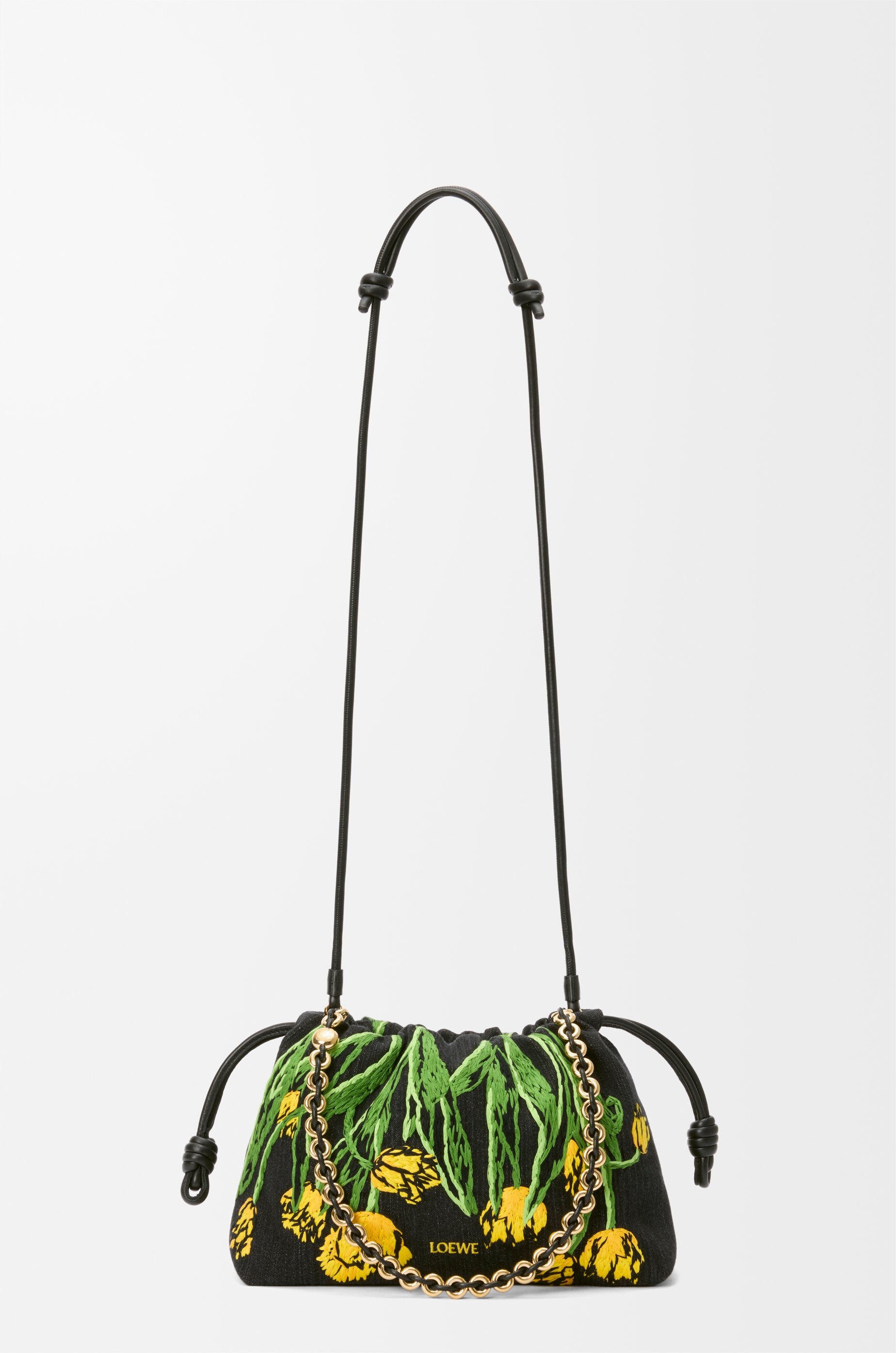 Medium Flamenco purse in embroidered denim - 10