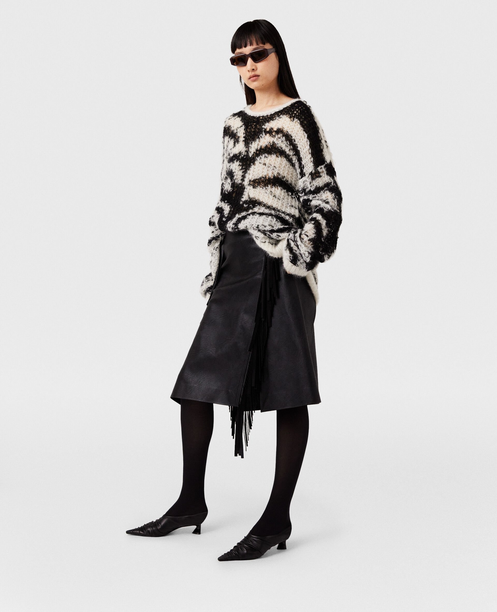 Tiger Pattern Open-Knit Sweater - 5