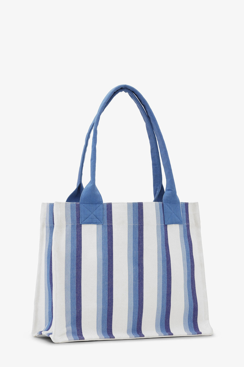 GANNI BLUE LARGE STRIPED CANVAS TOTE BAG outlook