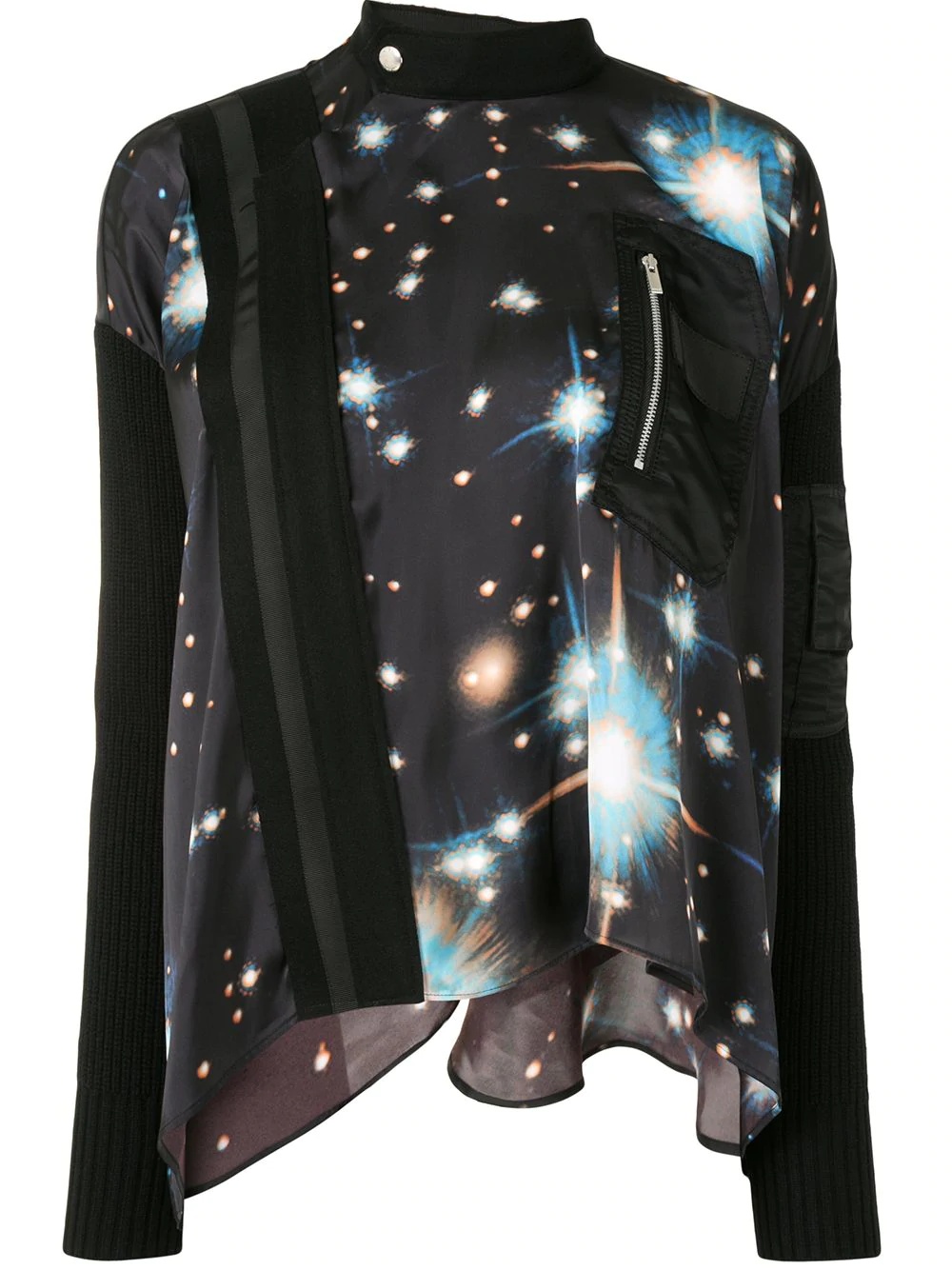 universe-print asymmetric blouse - 1