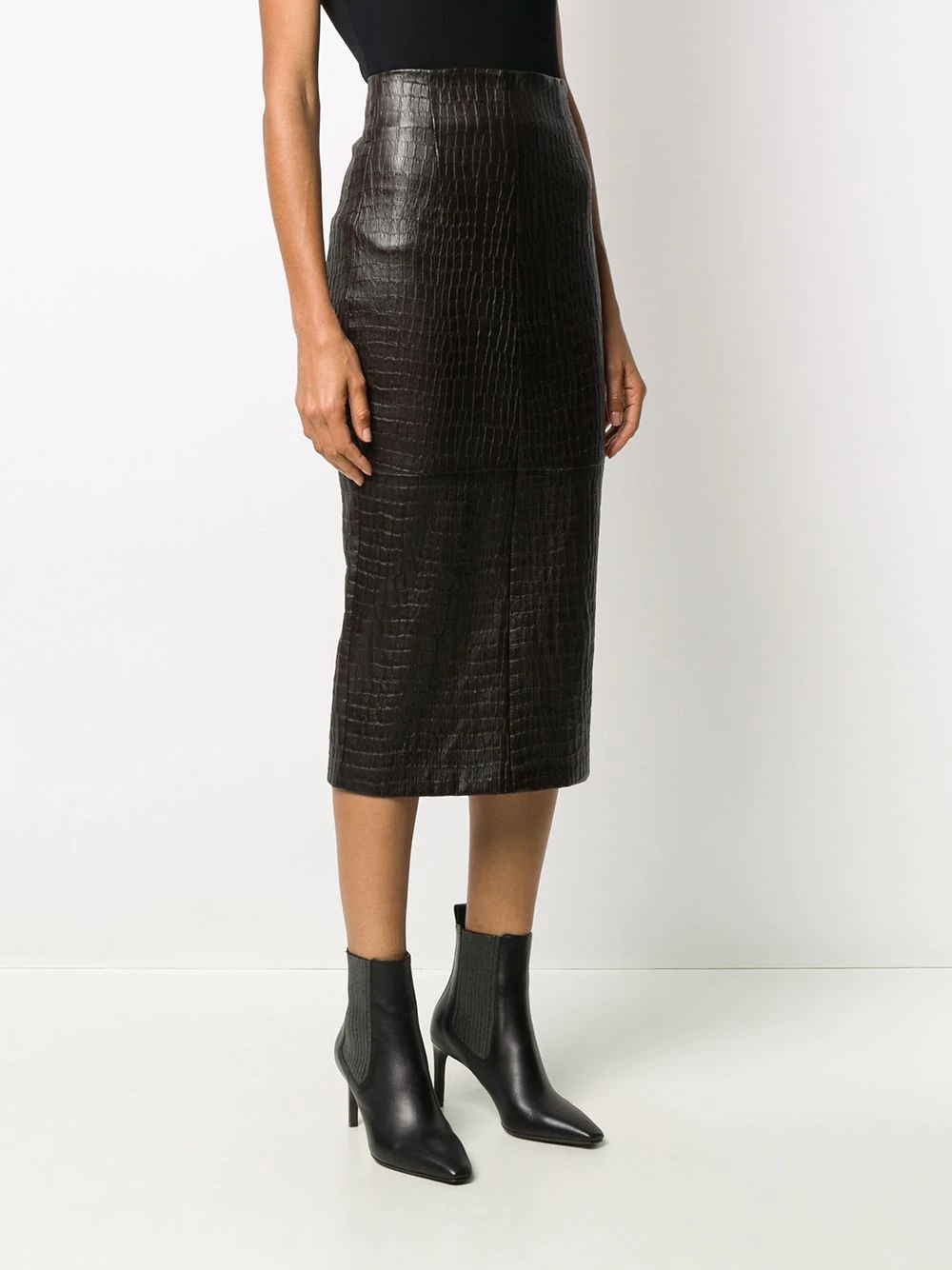 crocodile effect pencil skirt - 3