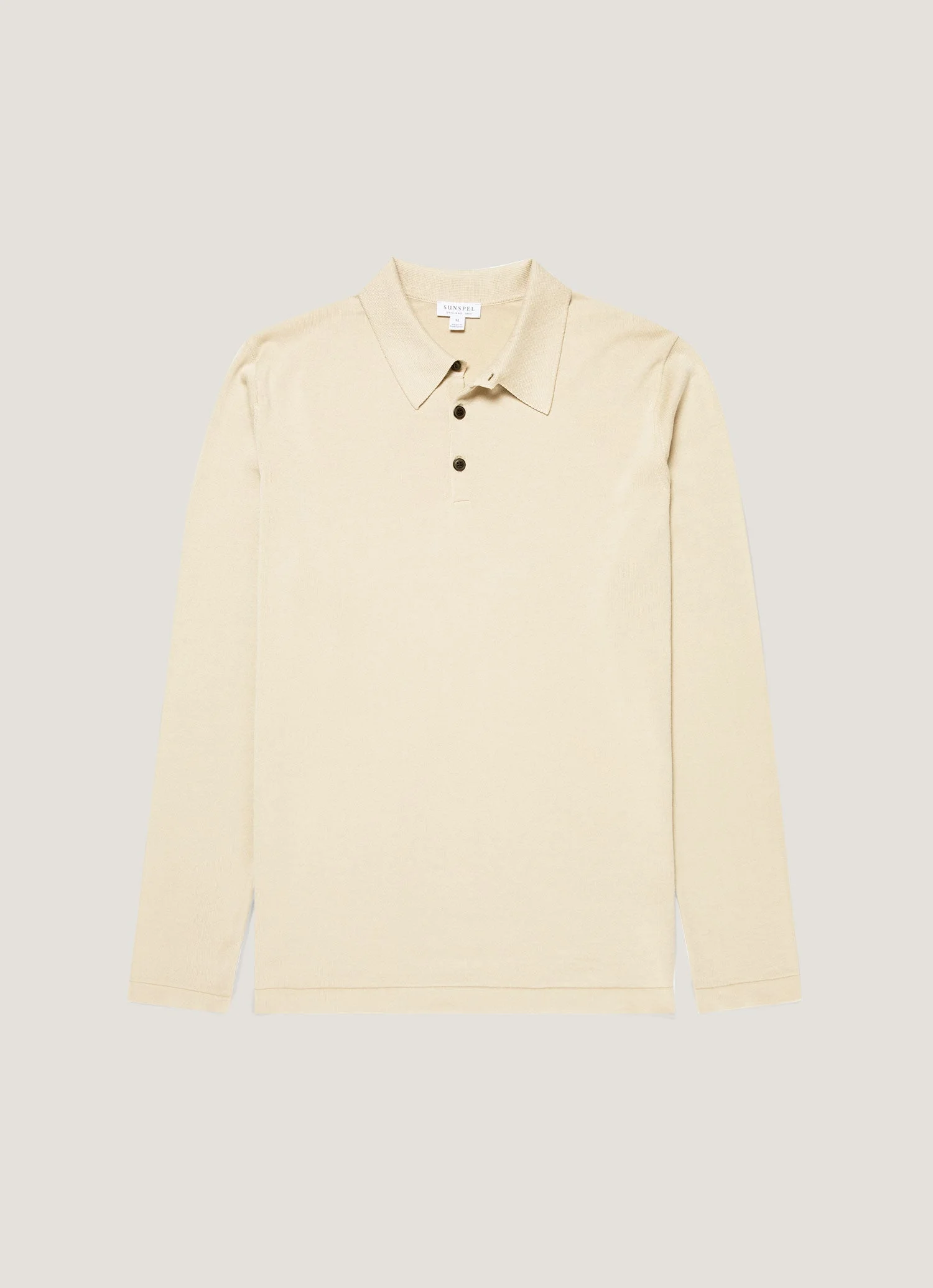 Long Sleeve Sea Island Cotton Knit Polo Shirt - 1