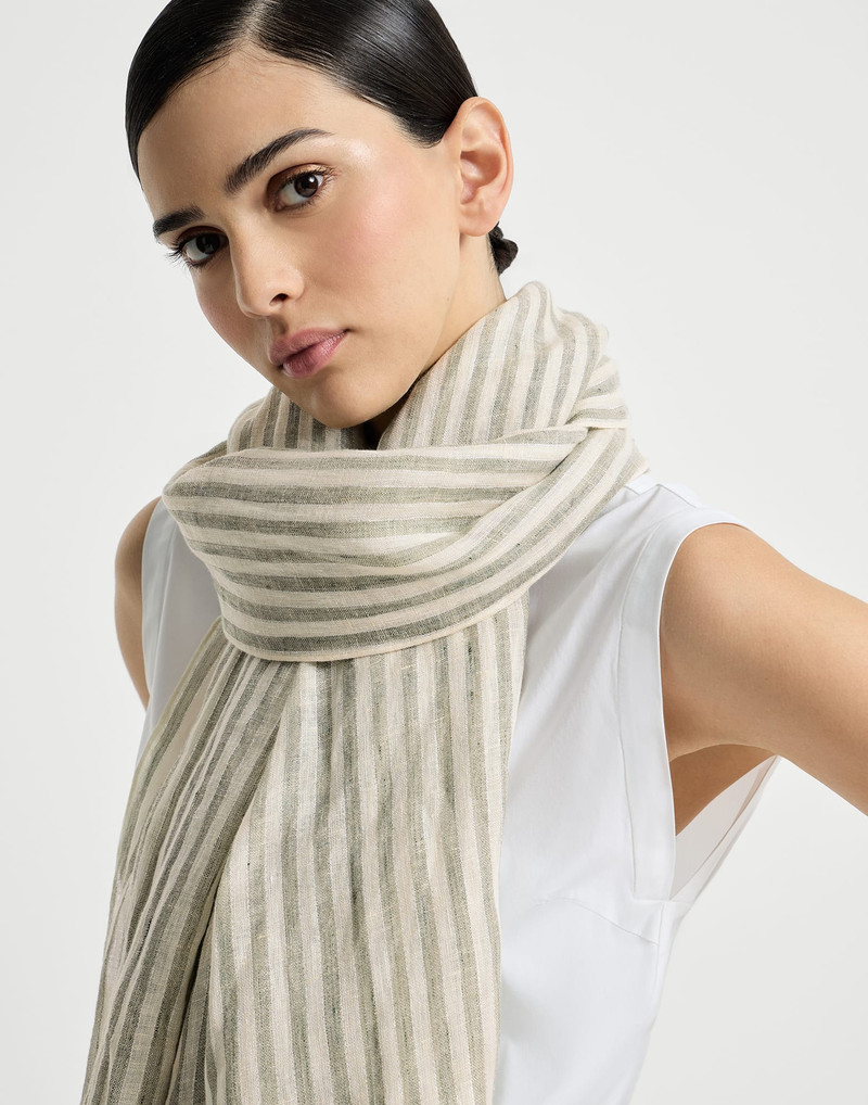 Sparkling striped linen scarf 4