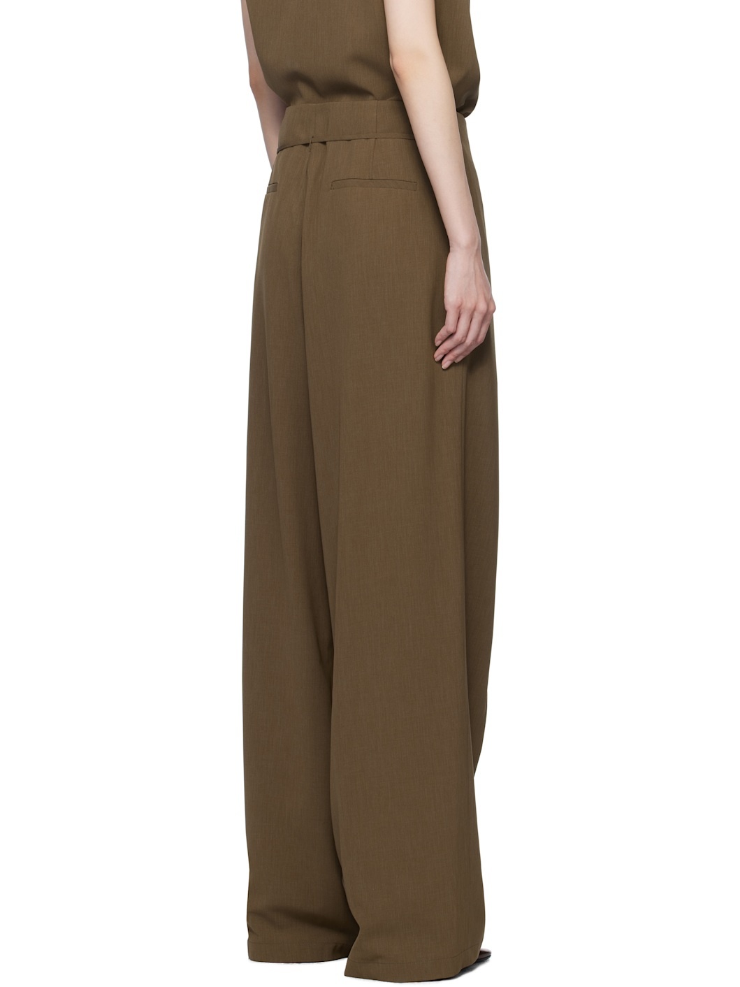 Brown Waist String Side Panel Trousers - 3