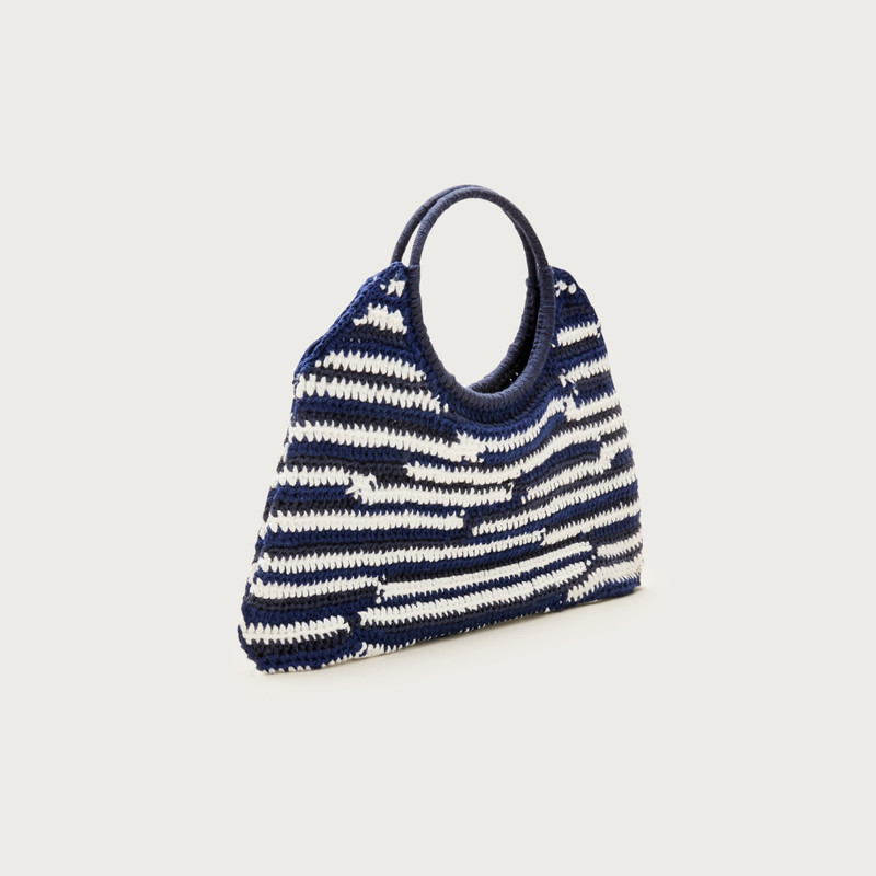 Handcrocheted top-handle bag in stripe 3