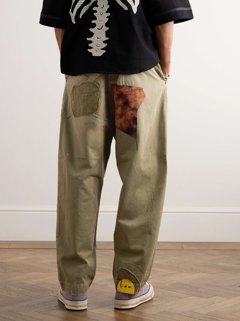 Katsuragi Tapered Appliquéd Distressed Cotton-Twill Trousers 4
