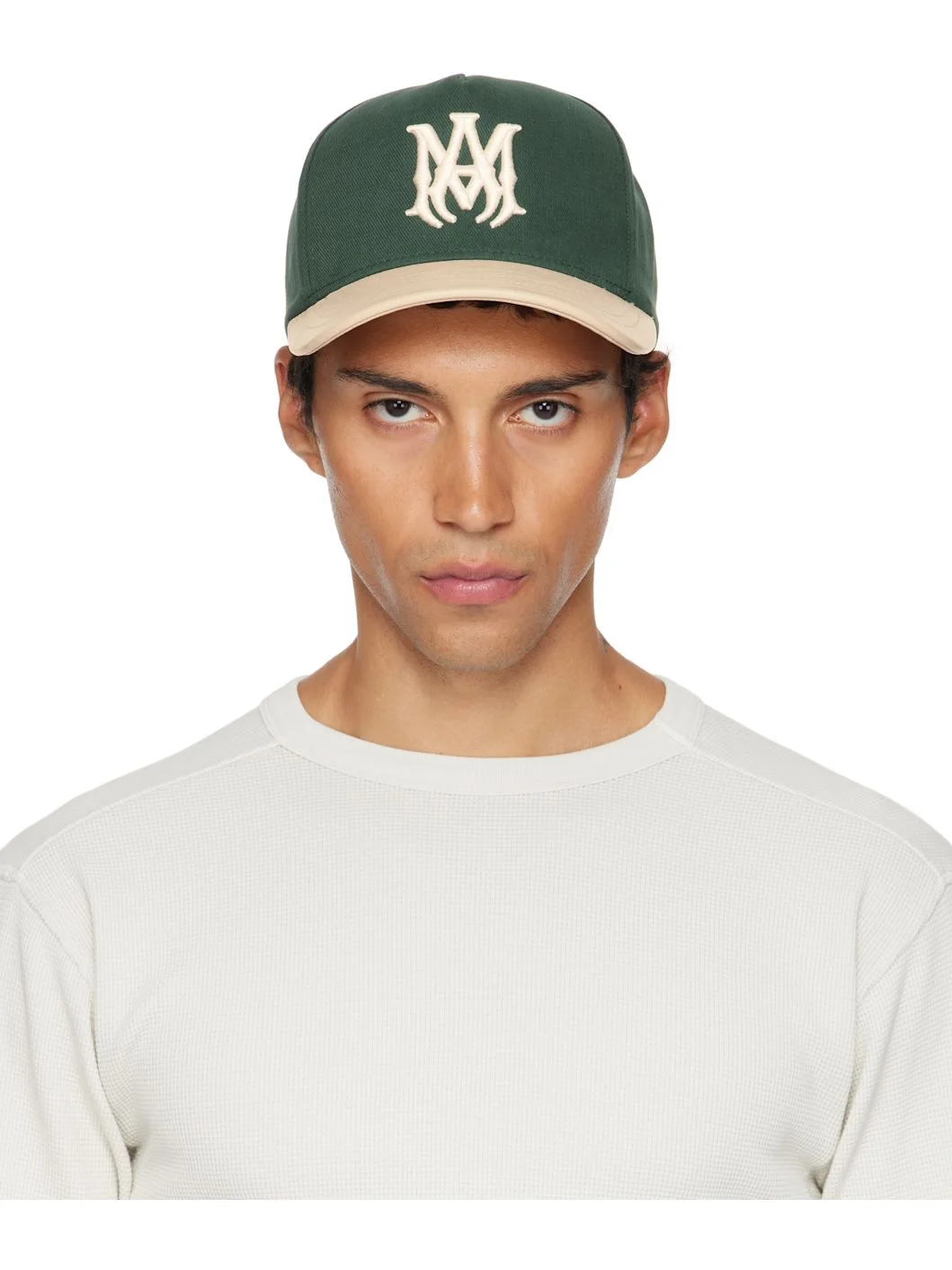 Green & Beige Two Tone Canvas Cap - 1
