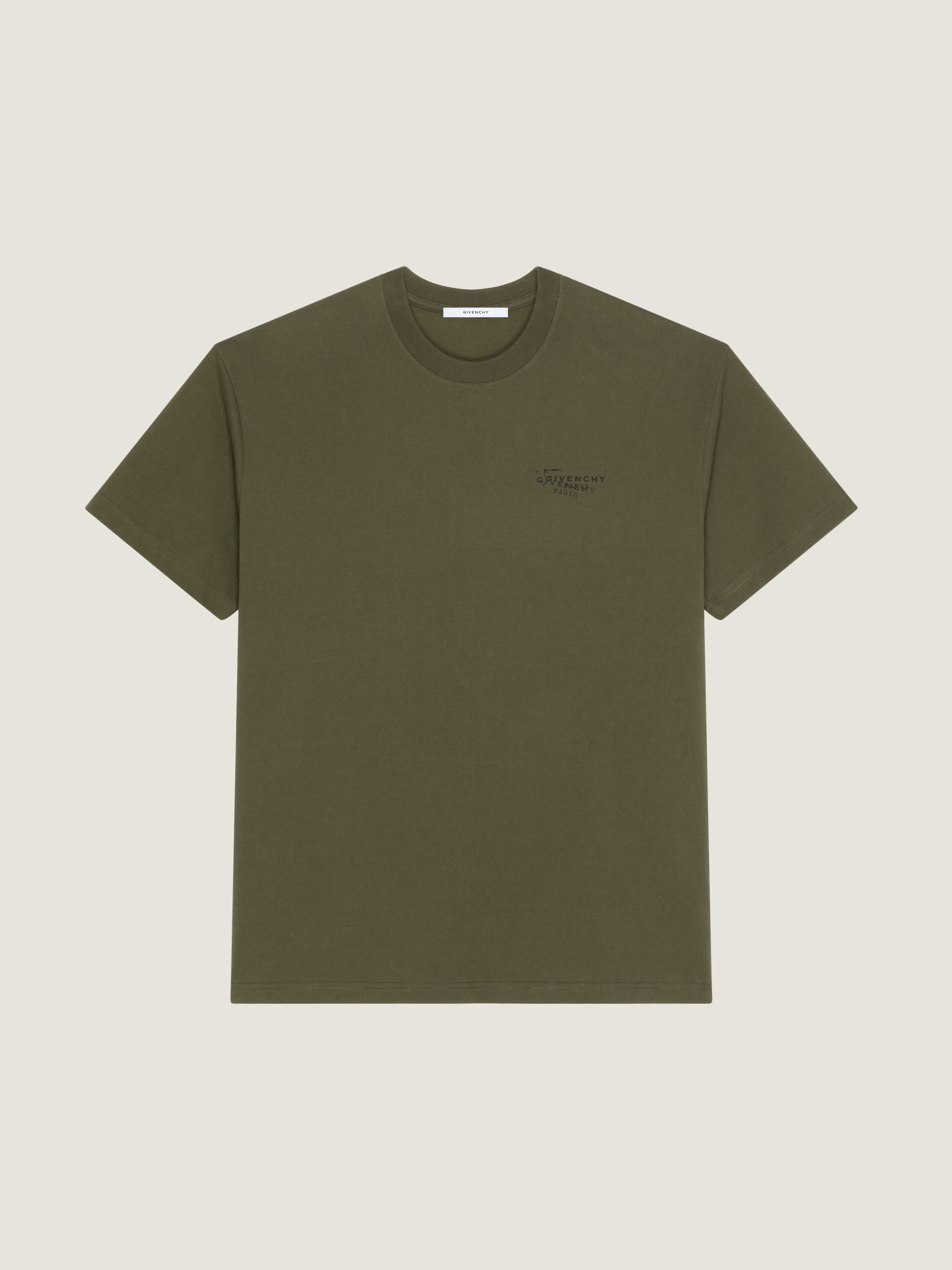 T-SHIRT IN COTTON WITH GIVENCHY STAMP PRINT - 1