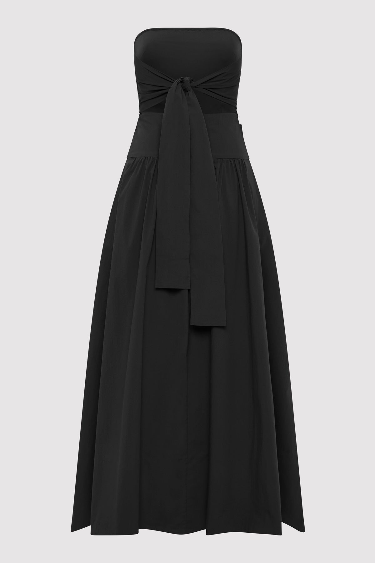 Gathered Strapless Tie Back Dress - Black - 5