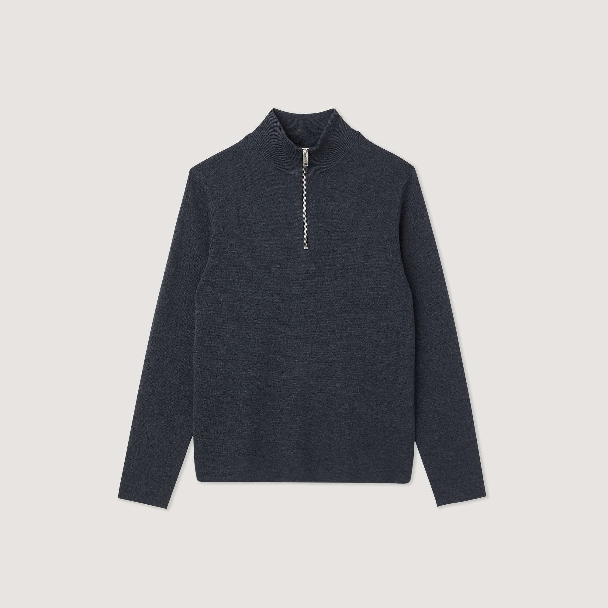 Wool sweater with zipped collar - 1
