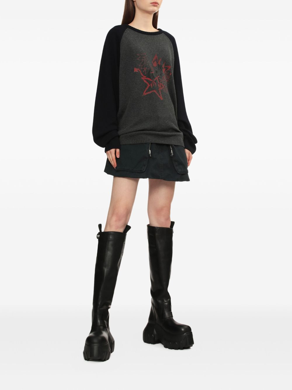 raglan-sleeve graphic-print sweater - 2