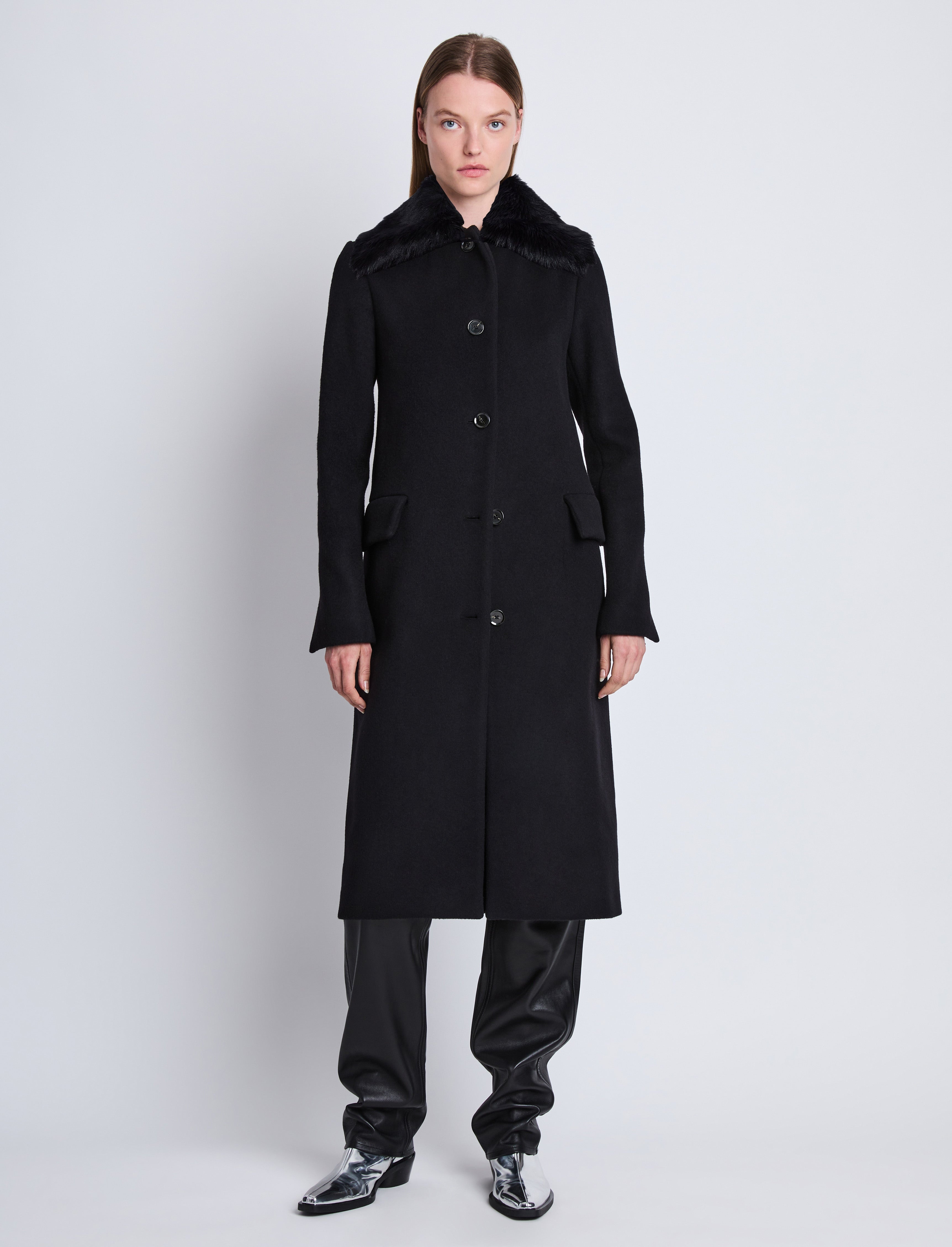 Louise Coat With Shearling Collar in Wool Cashmere - 2