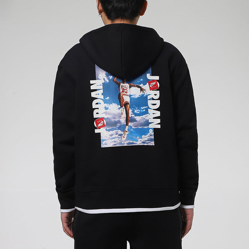 Air Jordan MENS Logo Print Fleeced Sports Hooded Jacket Black CV2356-010 - 5