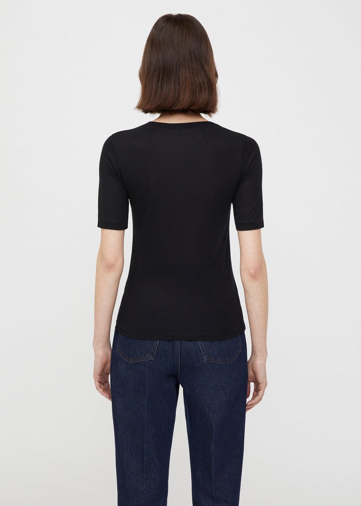 Thin cashmere modal tee black - 4