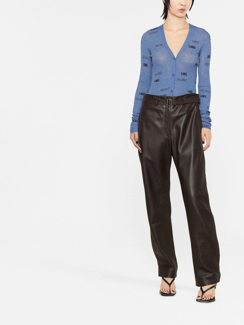 Helmut Lang ribbed-knit logo-print cardigan outlook