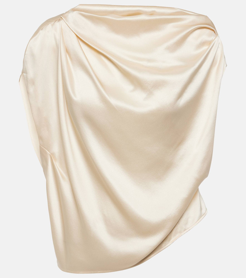 Draped silk satin top 1
