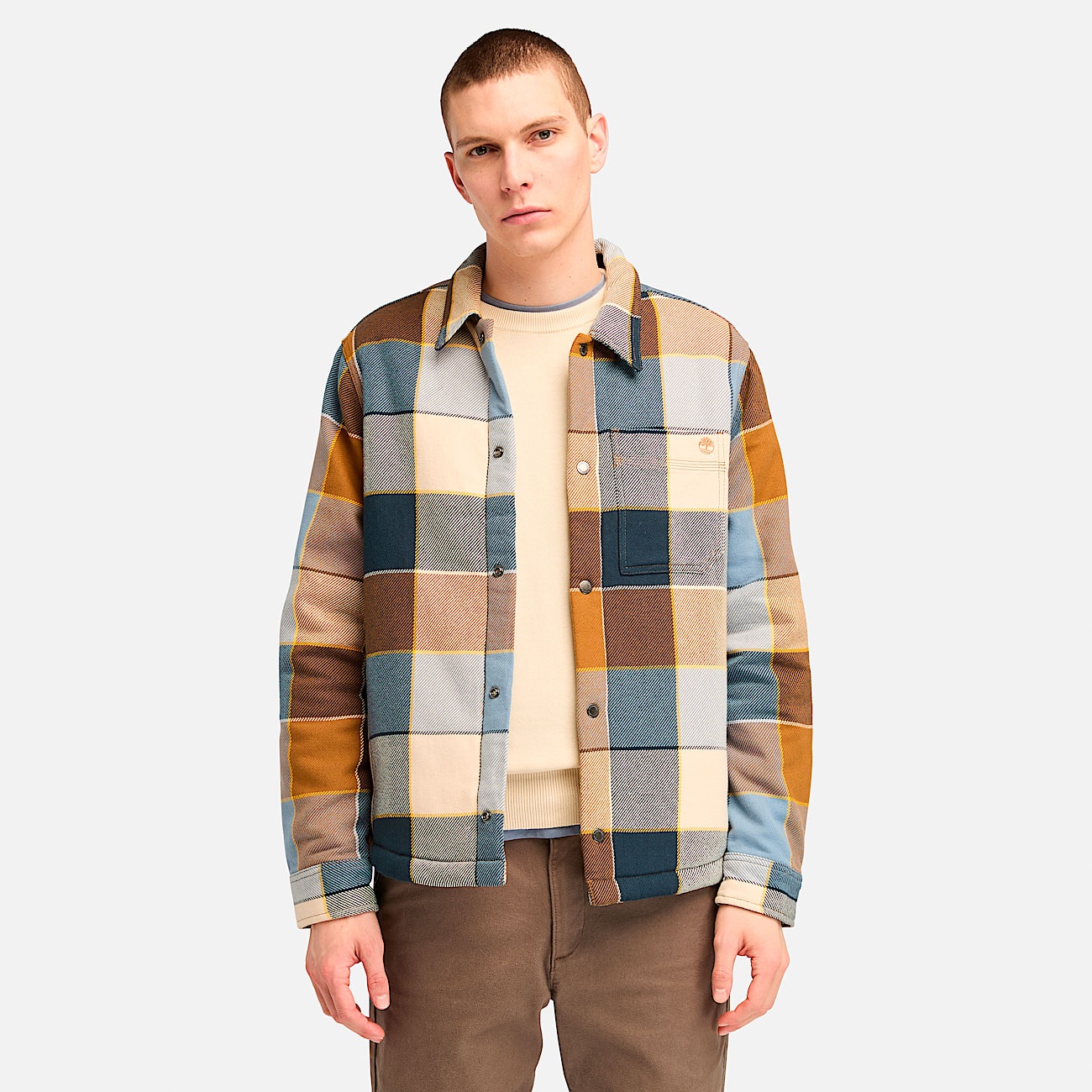 Men's High Pile Fleece Lined Plaid Overshirt - 2