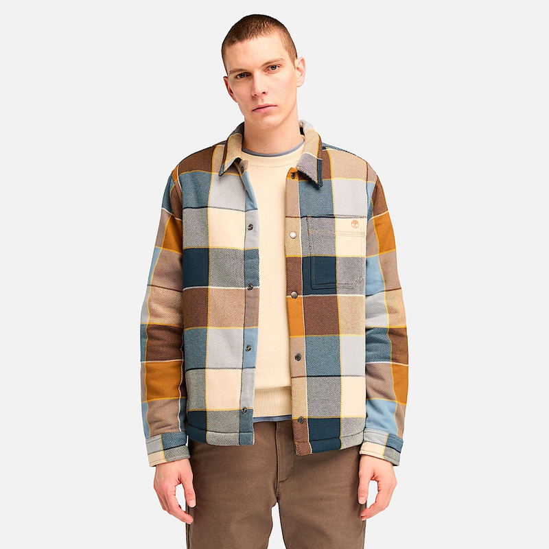 Timberland Men's High Pile Fleece Lined Plaid Overshirt outlook