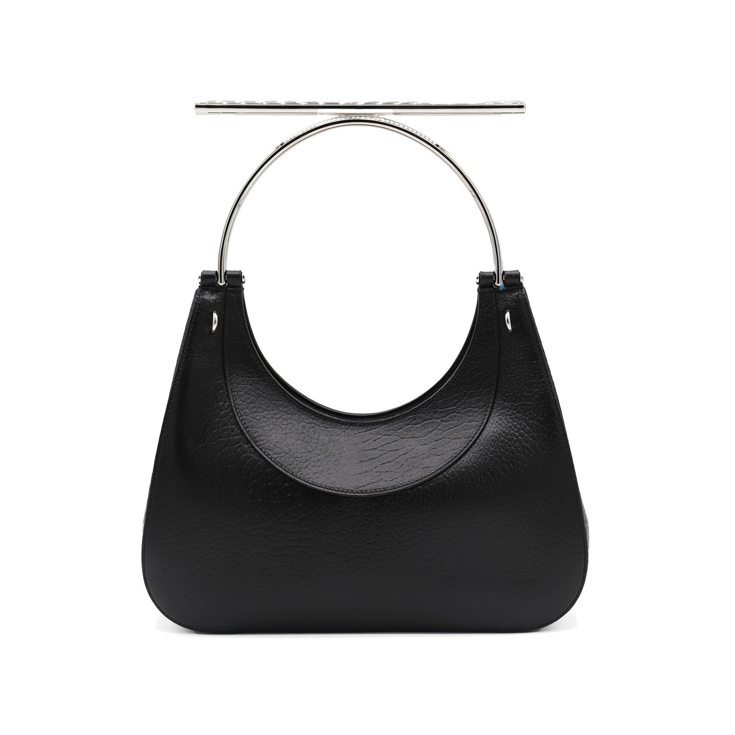 BLACK LEATHER TOP HANDLE BAG - 3