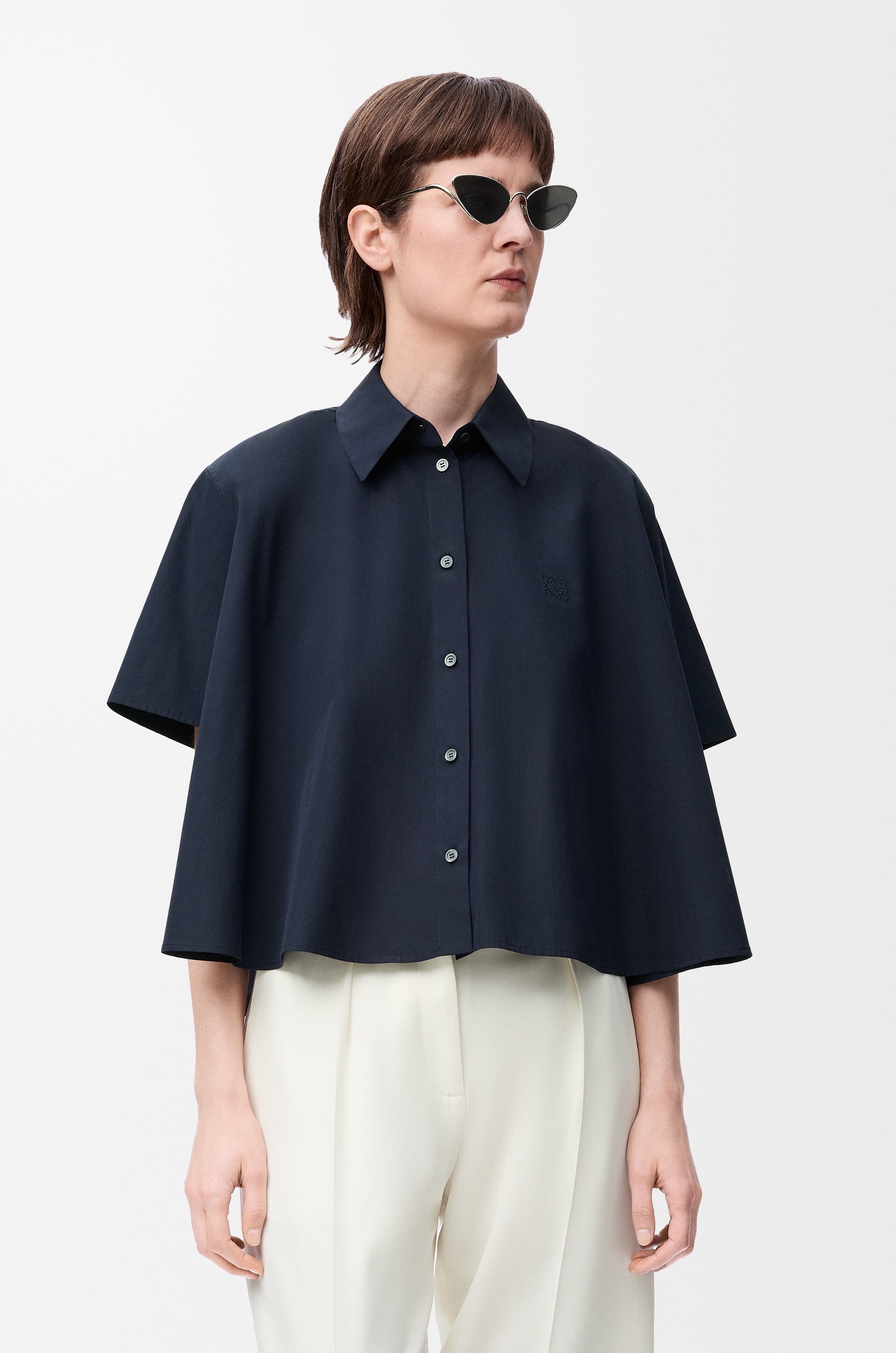 Short sleeve trapeze shirt in cotton - 3