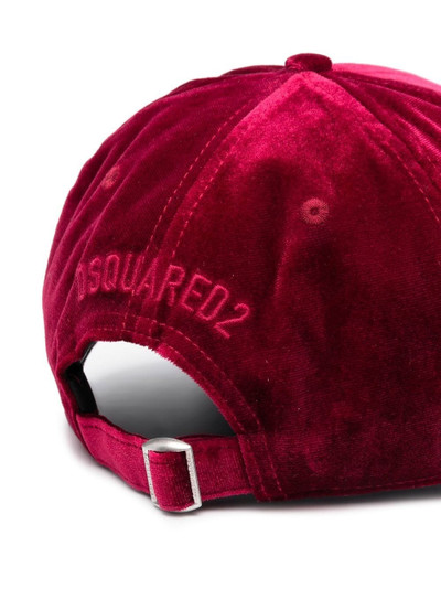 DSQUARED2 velvet-finish slogan cap outlook