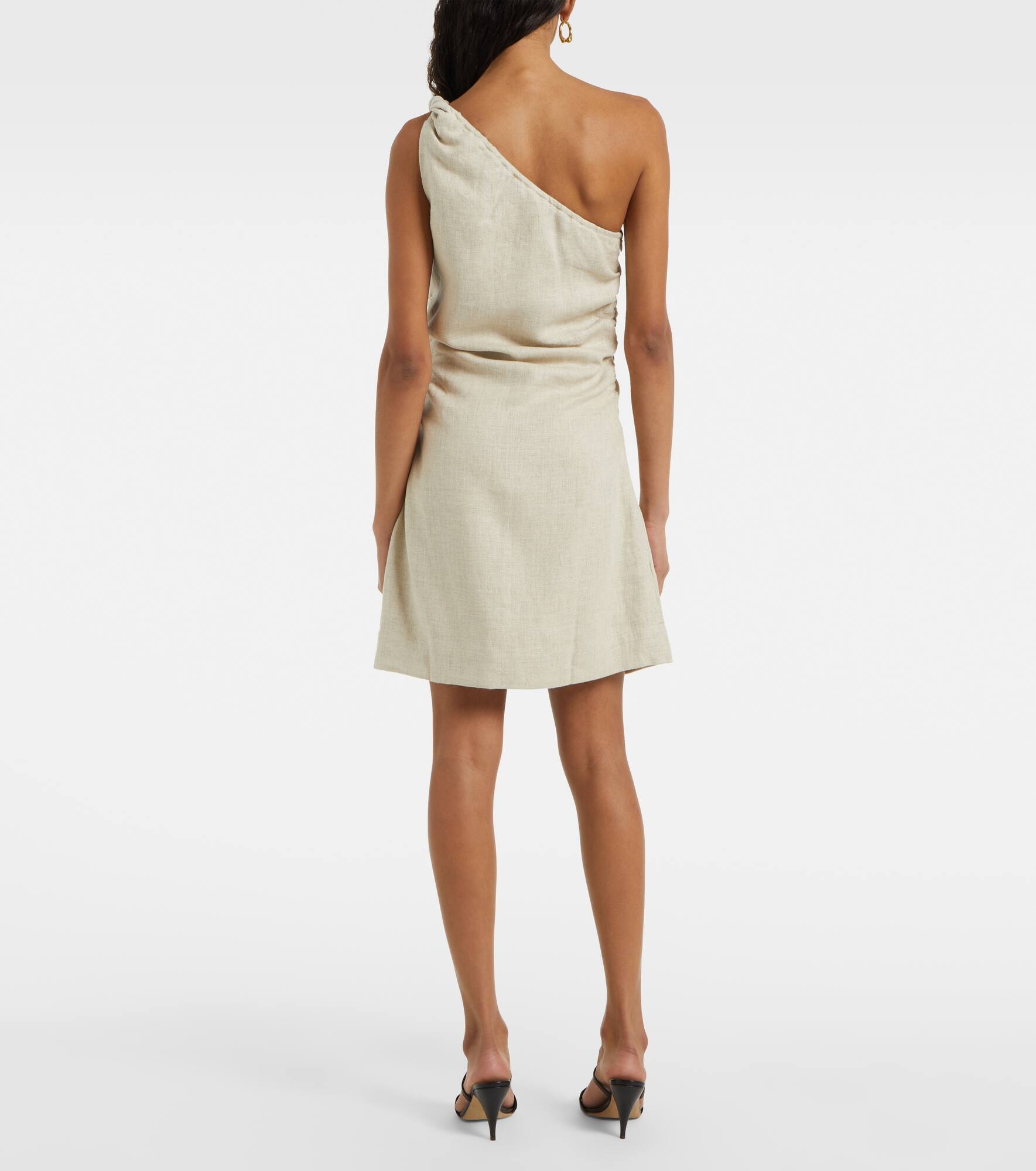 Poet one-shoulder linen minidress - 3