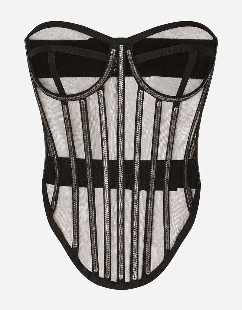 Tulle corset with boning and molded cups - 1