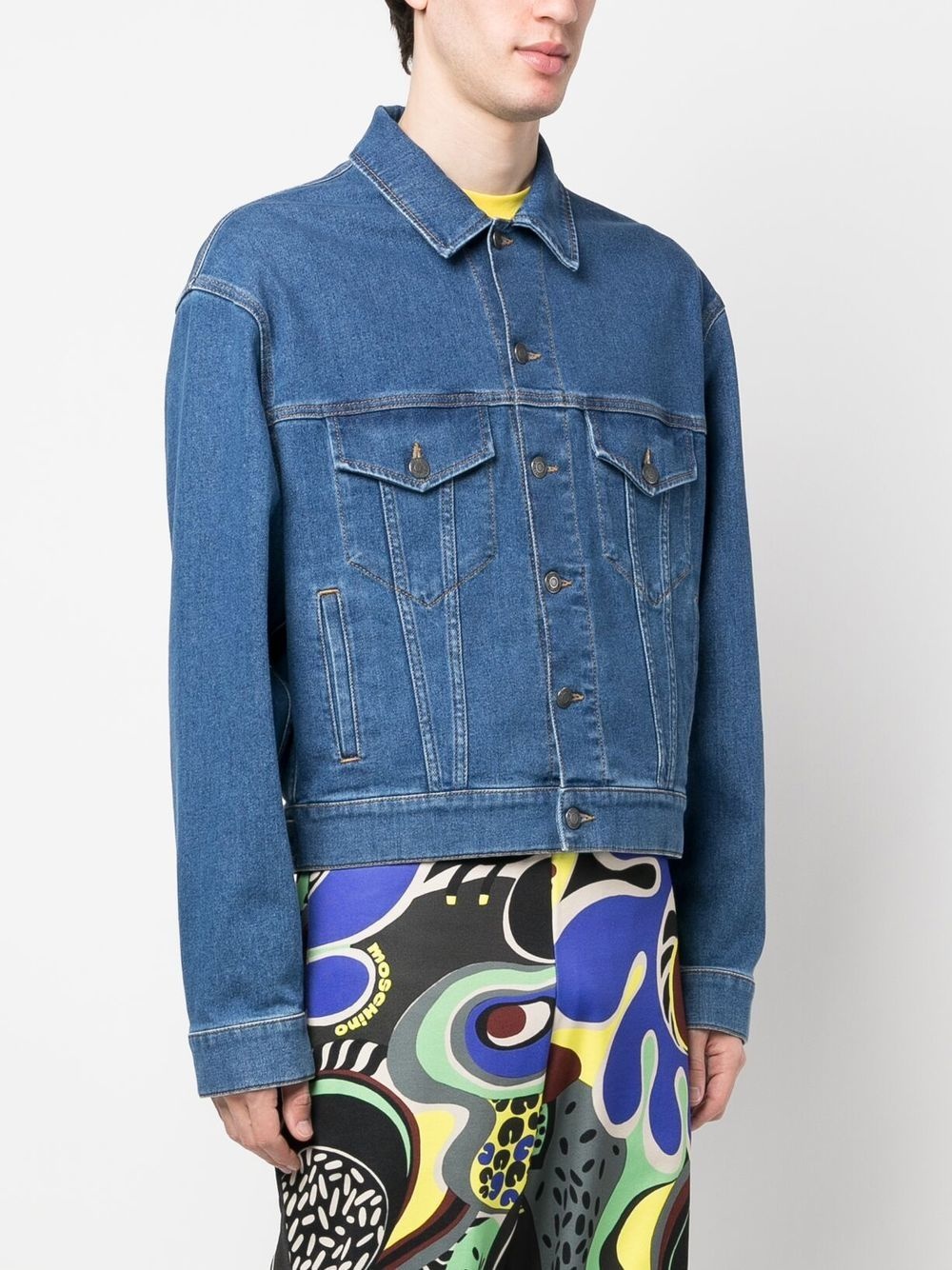 logo-embroidered denim jacket - 3