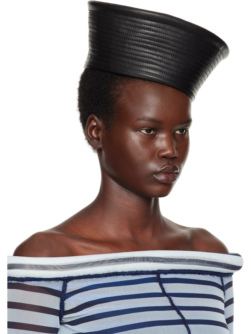 Black 'The Leather Sailor' Hat - 2
