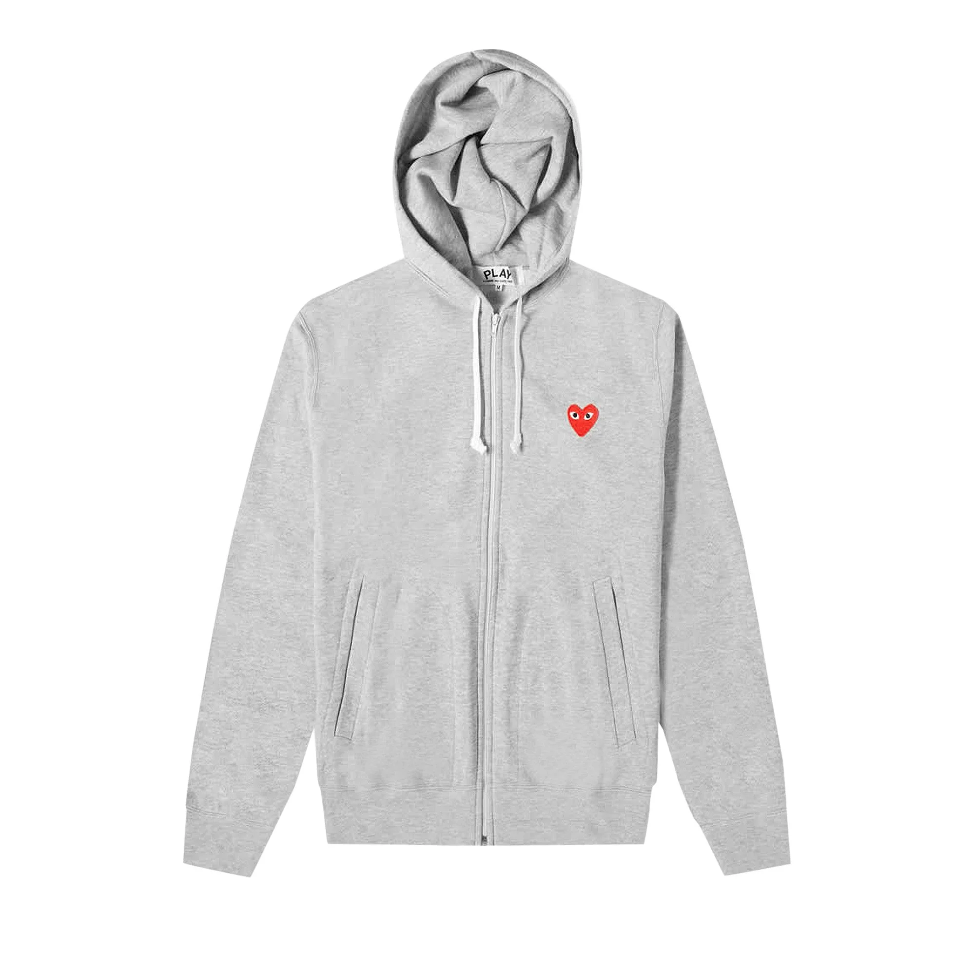 Comme des Garçons Play Zip Up Hoodie With Red Heart 'Grey' - 1