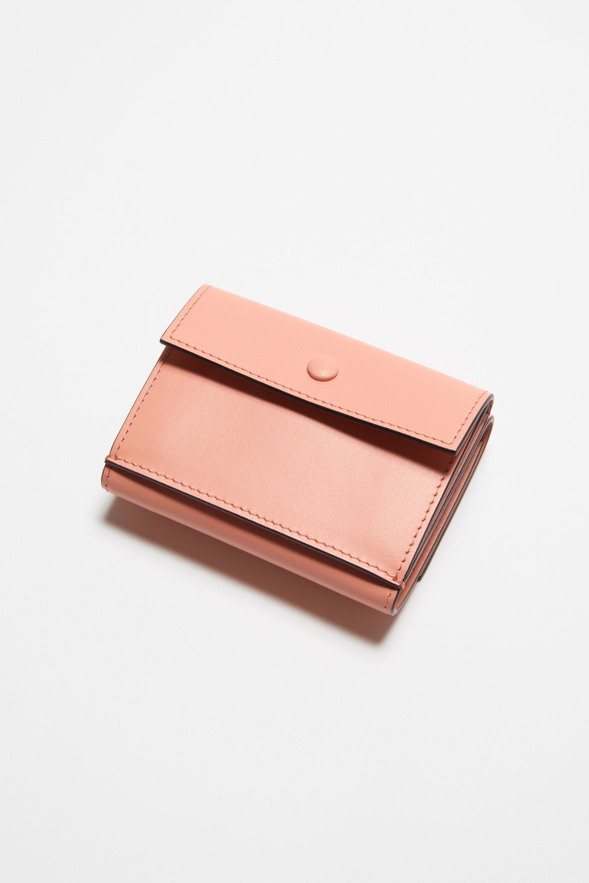 Trifold leather wallet - Salmon pink - 4