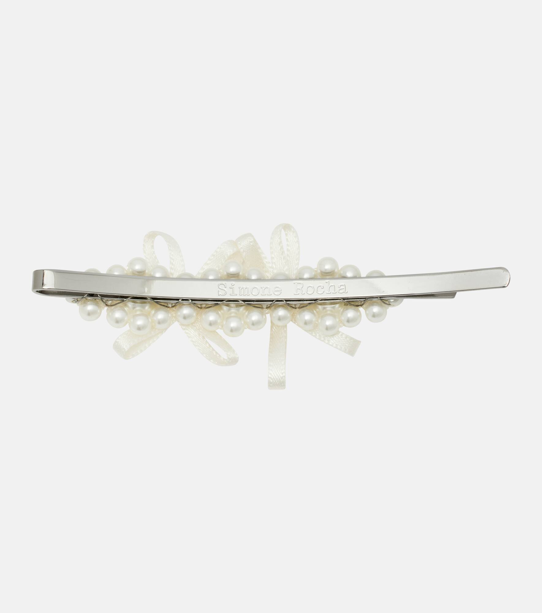 Faux pearl-embellished hair clip - 4