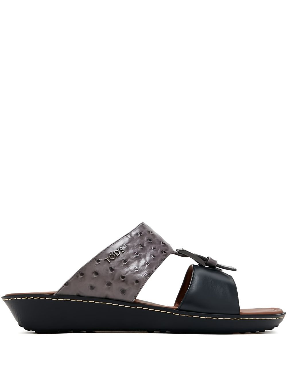 ostrich-effect leather sandals - 2