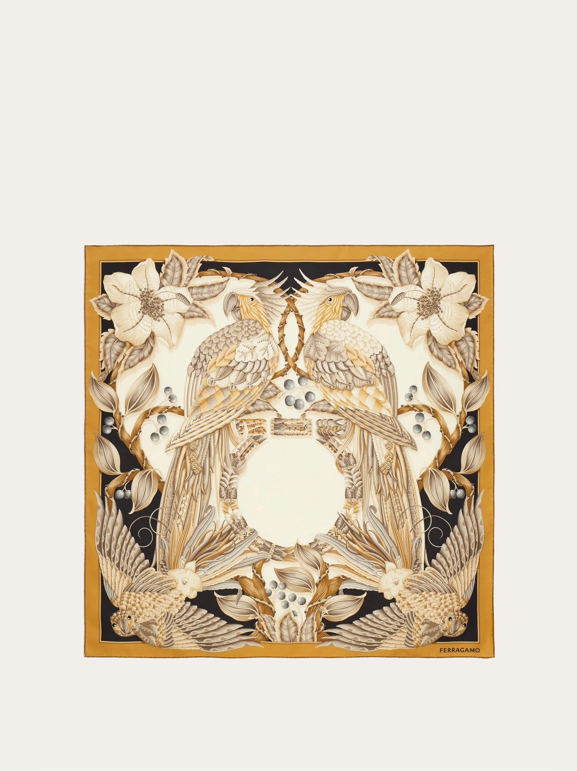 Parrots print silk foulard - 1