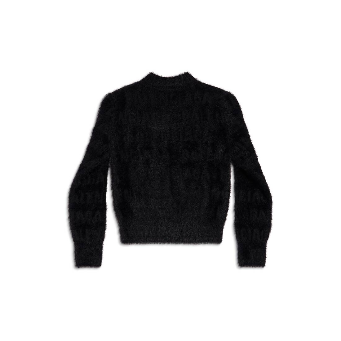 Women's Bal Horizontal Allover Furry Fitted Sweater in Black - 6