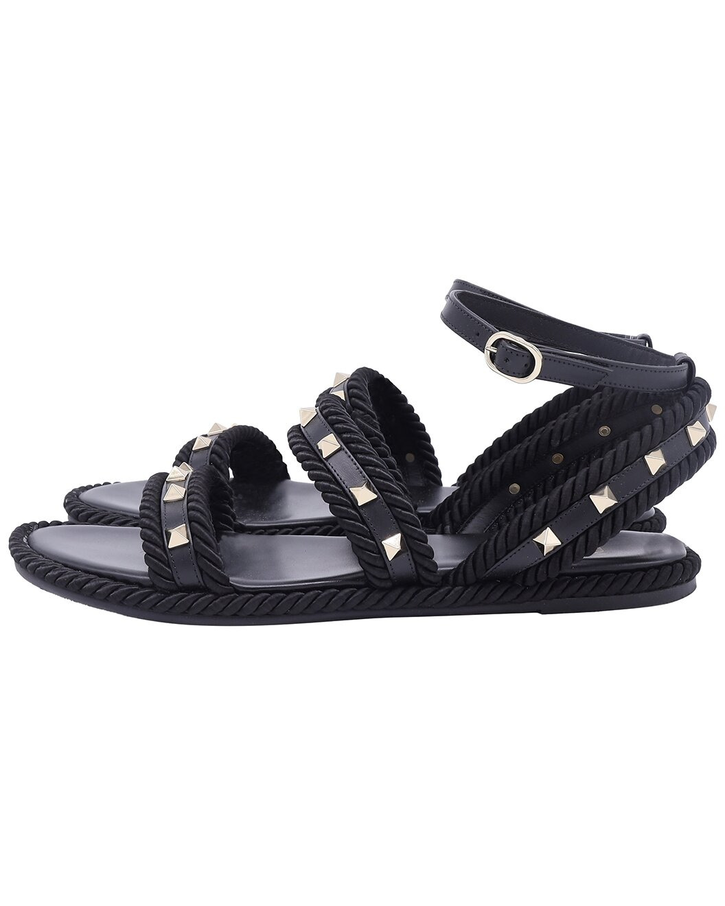Valentino Women's Leather Torchon Rope-Trimmed Flat Sandal (Authentic Pre-
Loved) - 2