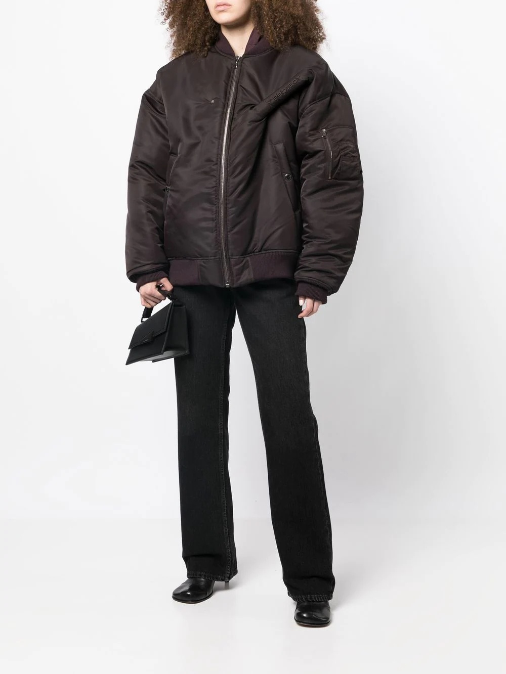 embroidered-logo pinched bomber jacket - 6