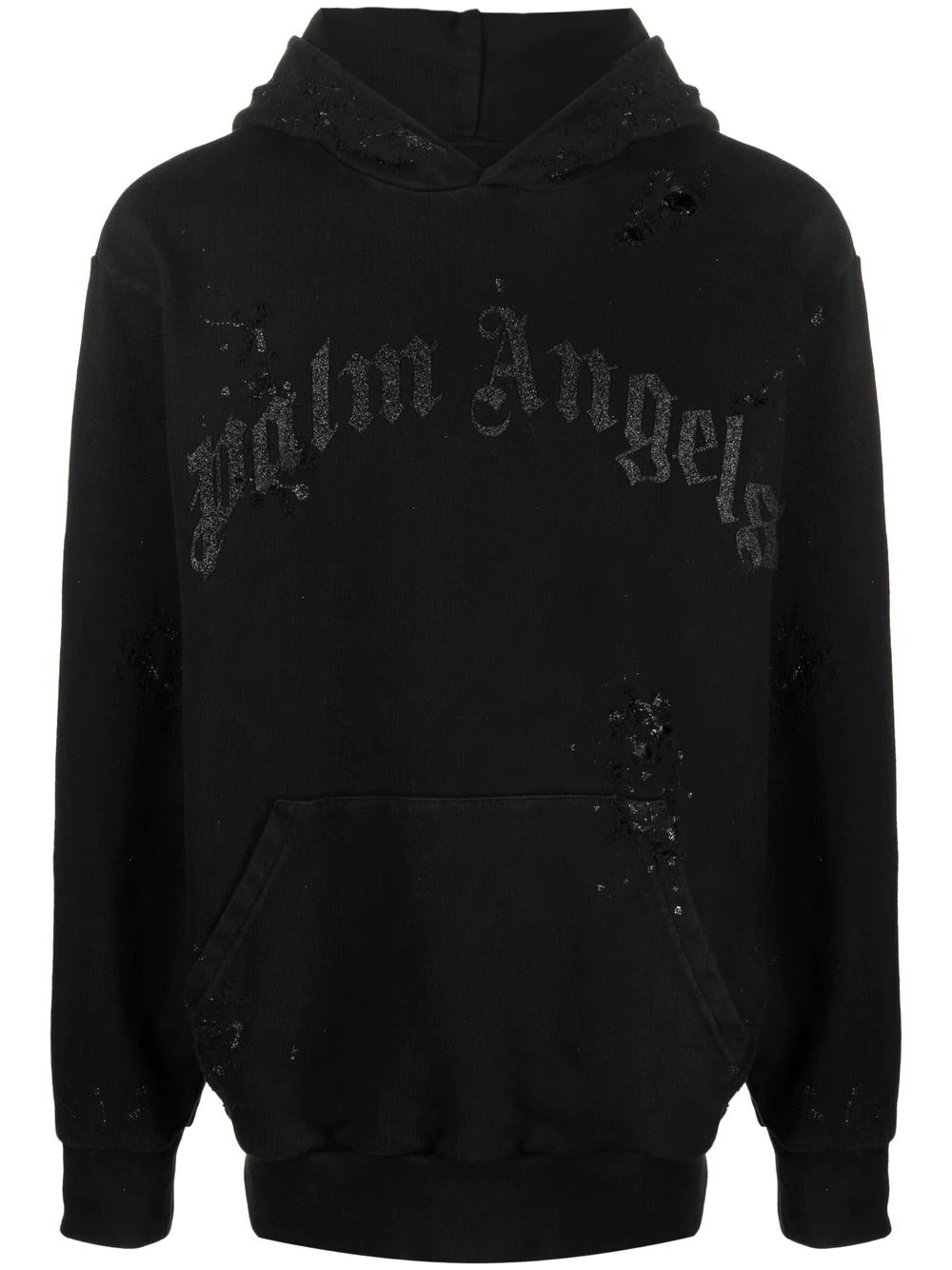 distressed logo-print hoodie - 1