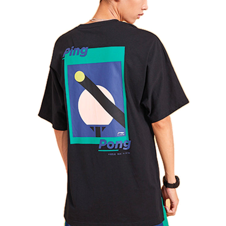 Li-Ning Paris Fashion Week Printing Loose Tee 'Black Blue' AHSQ273-2 - 4