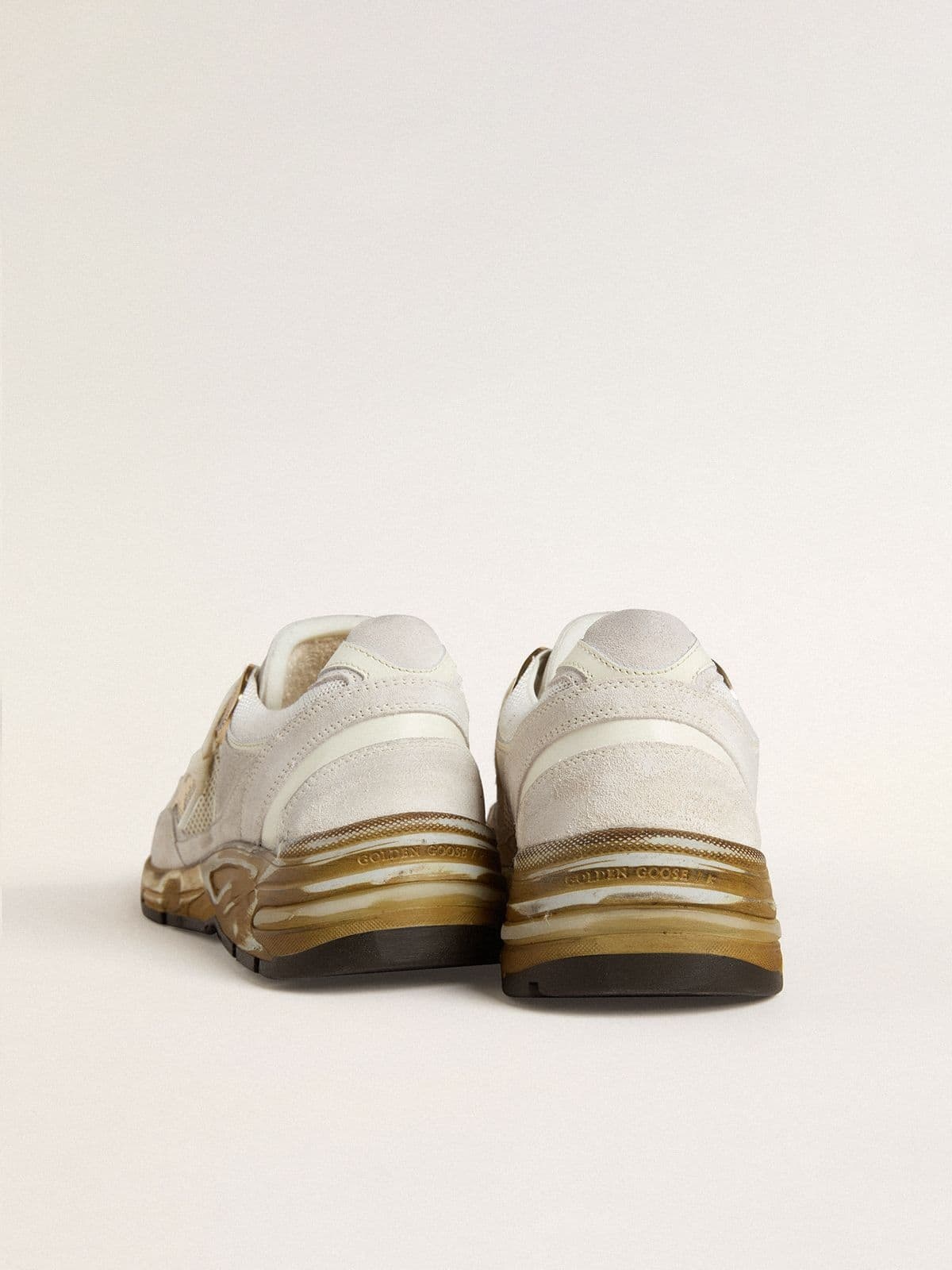 Dad-Star in mesh and white suede with gold foiled leather star - 4