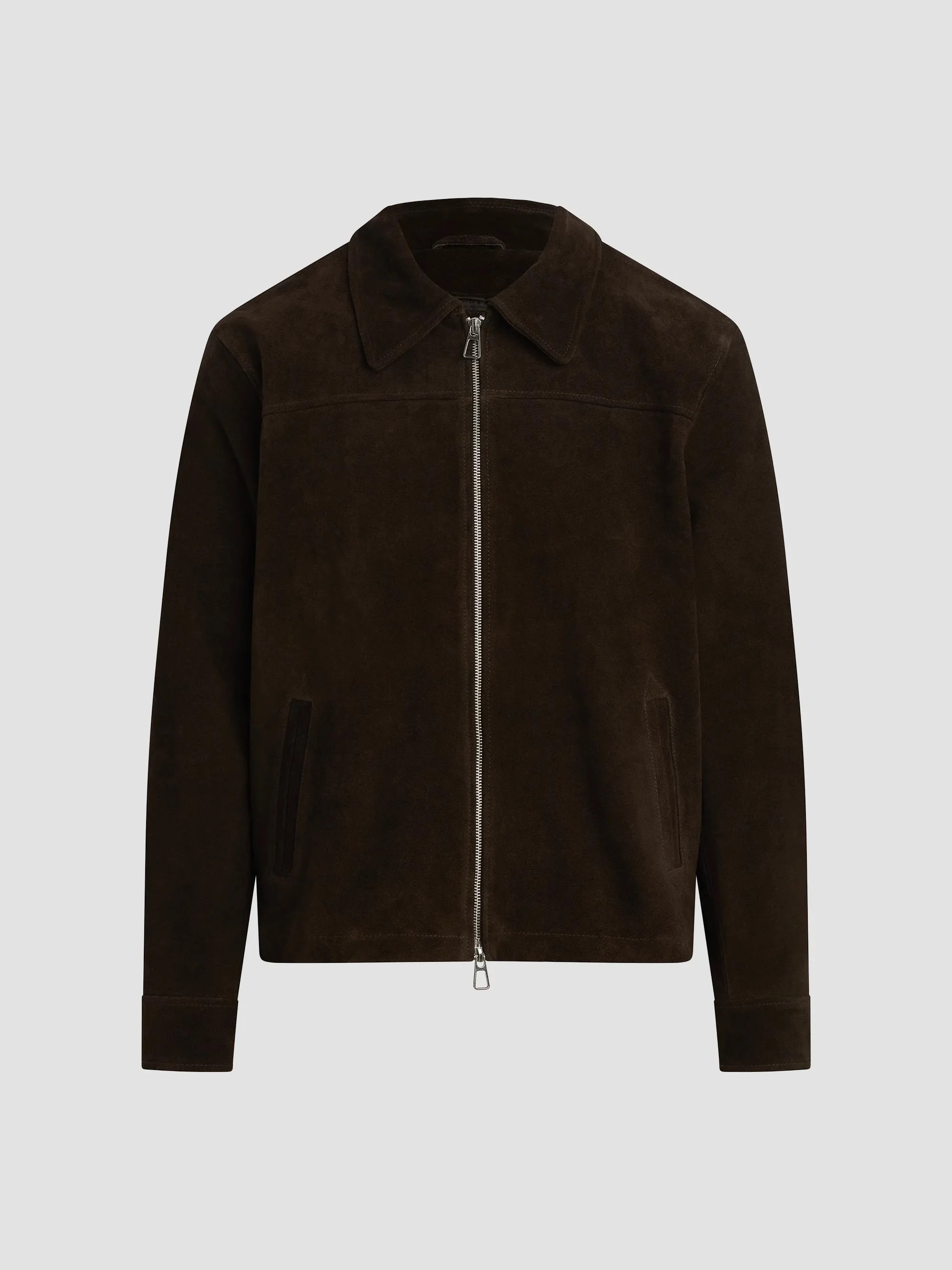 Men's Suede Zip-Front Jacket - Wren - 1