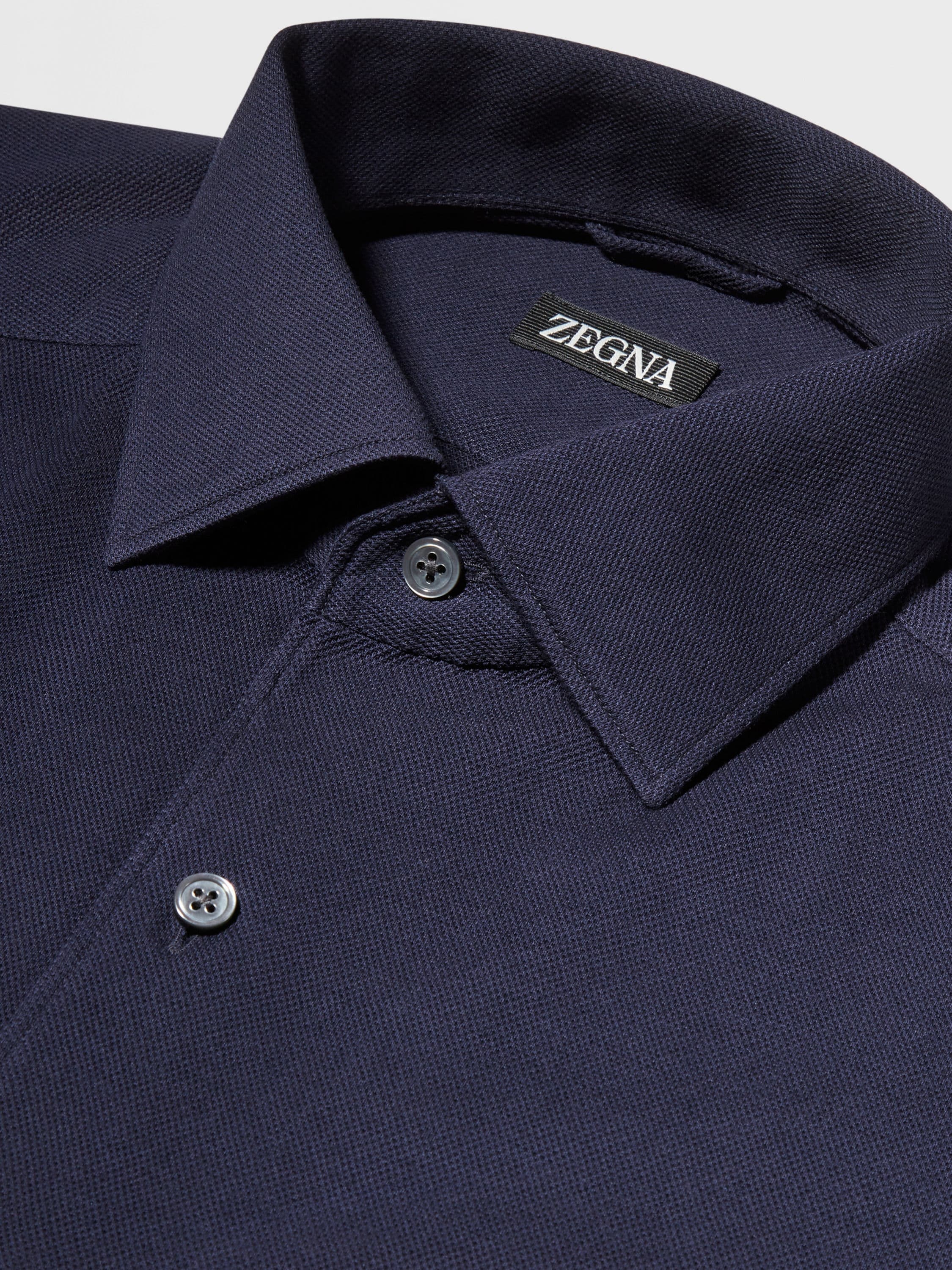 NAVY BLUE PURE COTTON JERSEY LONG-SLEEVE SHIRT - 3