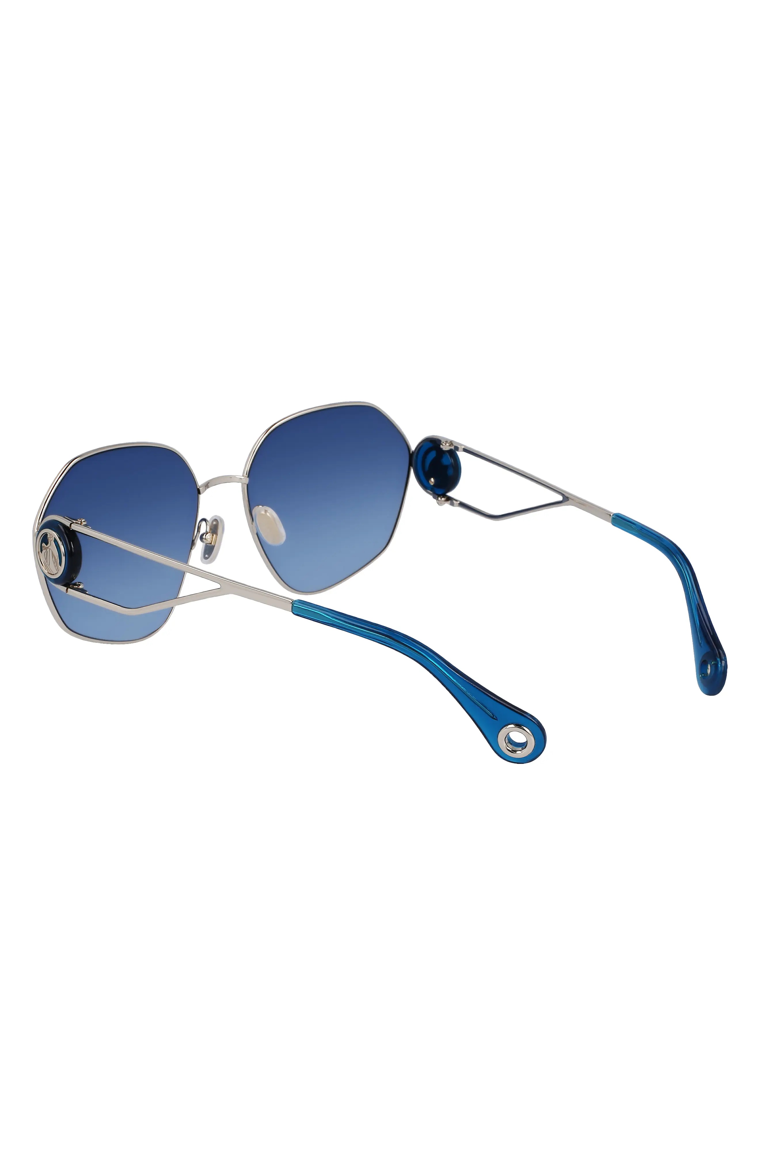 Mother & Child 62mm Oversize Rectangular Sunglasses in Gold/Gradient Blue - 5